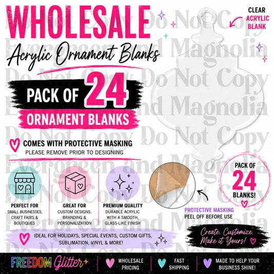 Wholesale 4" Decorative Acrylic Ornament 2 Blank Bundle – Pack of 24