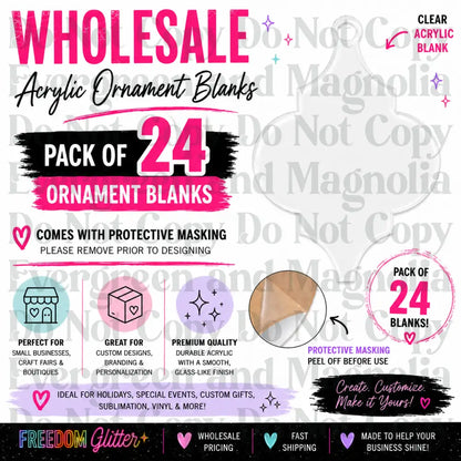 Wholesale 4" Decorative Acrylic Ornament 3 Blank Bundle – Pack of 24