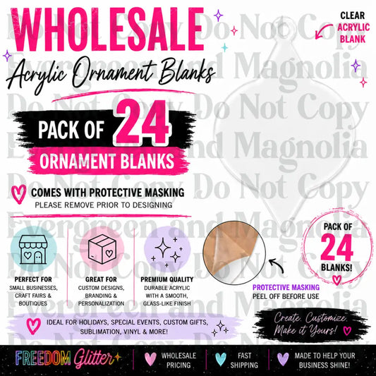 Wholesale 4" Decorative Acrylic Ornament 5 Blank Bundle – Pack of 24
