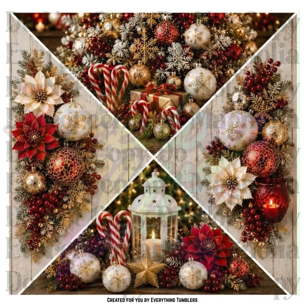 Christmas Floral & Ornaments Triangles 1 (Printed Vinyl)