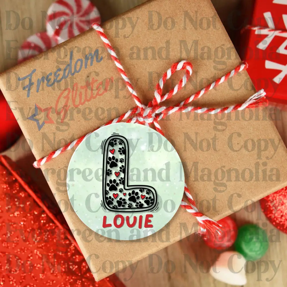 Customized Christmas Pet Gift Tags - Doodle Paw Prints