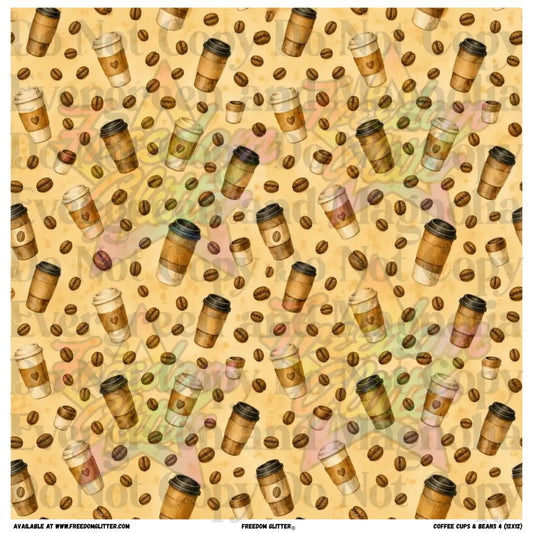 Coffee Cups & Beans 4 (Printed Vinyl)
