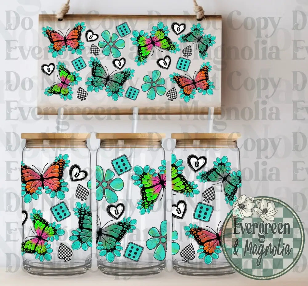 Turquoise Butterflies Wrap