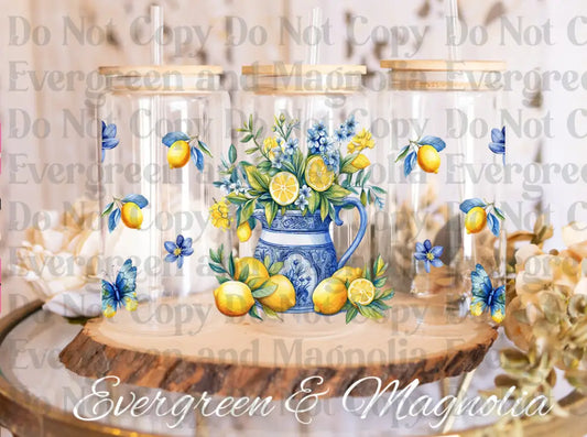 Cottage core lemon & Blue (1) UV DTF print