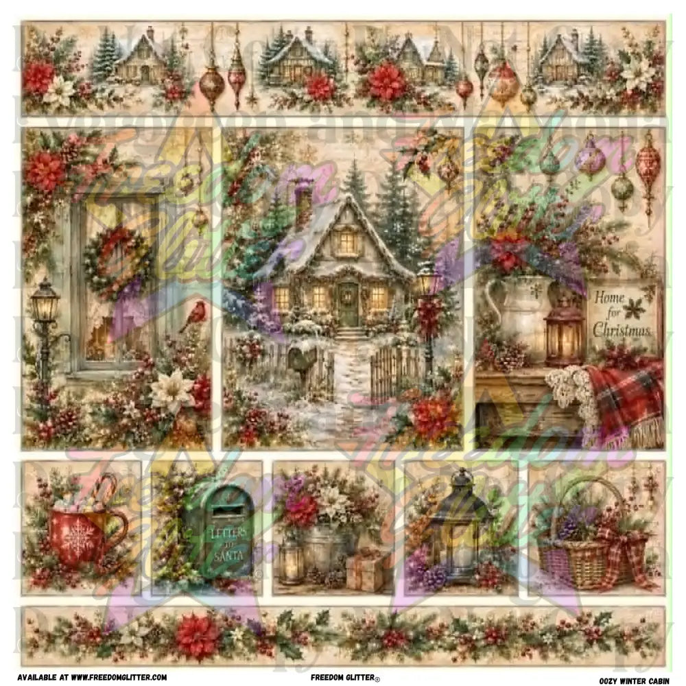 Mixed Image Sheet - Cozy Winter Cabin (Printed Vinyl)