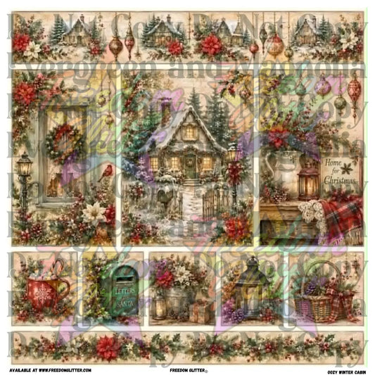 Mixed Image Sheet - Cozy Winter Cabin (Printed Vinyl)