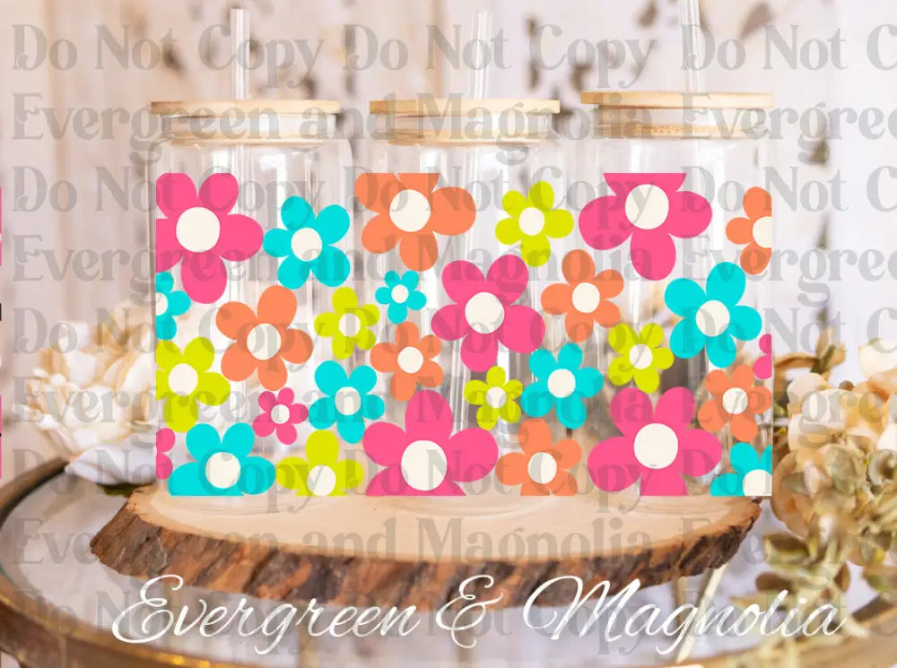 Cute summer flowers UV DTF print