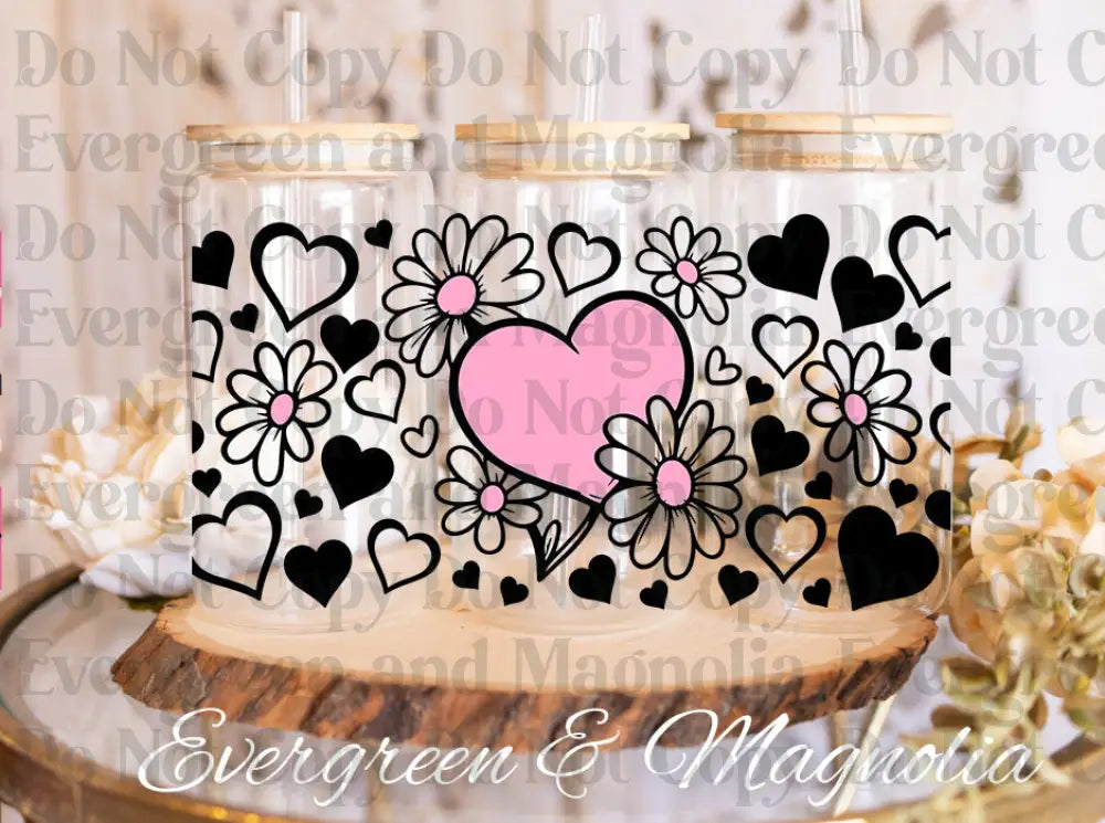 Daisy Heart UV DTF print