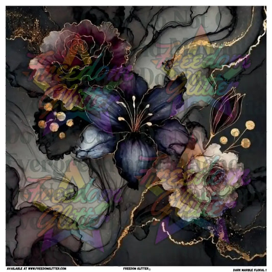 Dark Marble Floral 1 (Printed Vinyl)