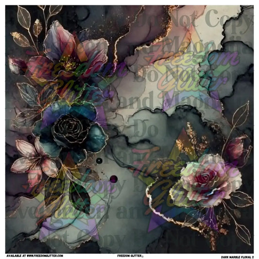 Dark Marble Floral 2 (Printed Vinyl)