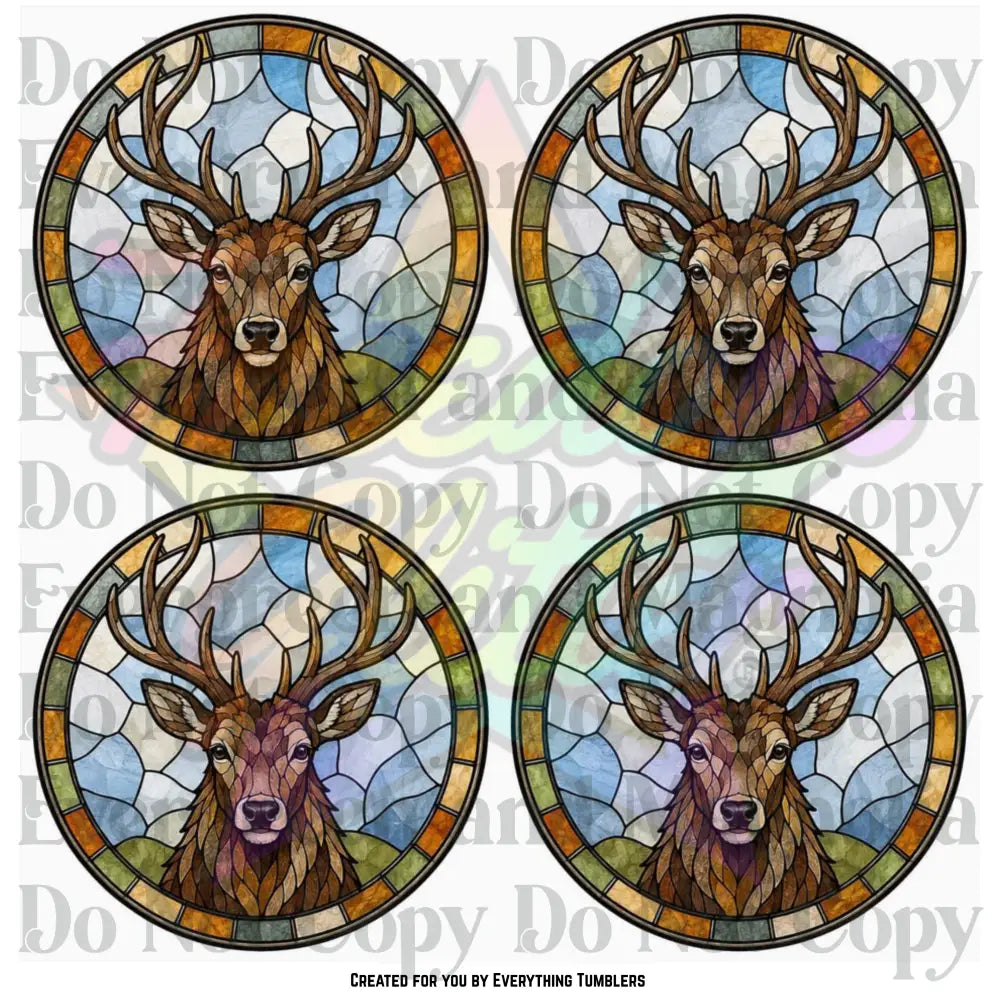 Deer Stained Glass 4 Circles (Printed Vinyl)