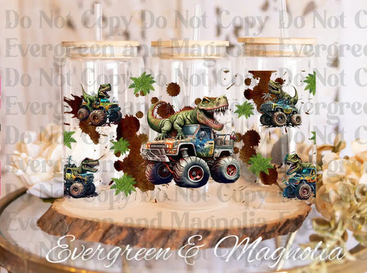 Dino monster truck UV DTF print