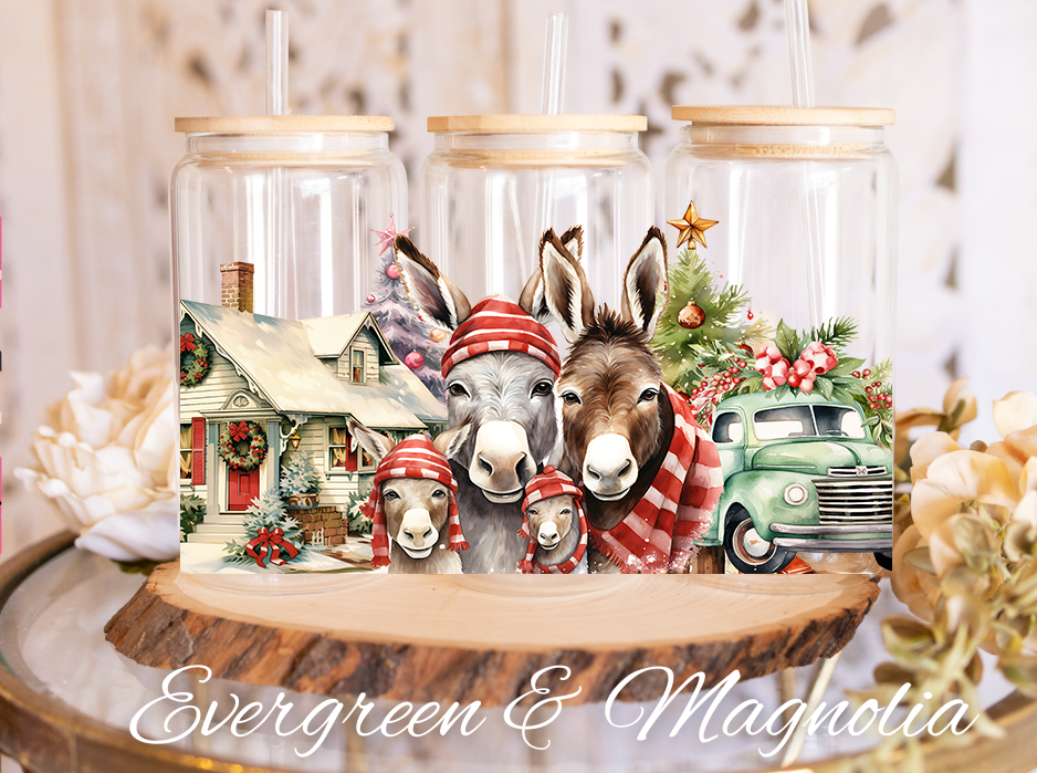 Donkey Christmas Family Animals