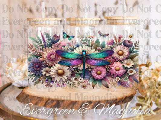 Dragonfly-stained glass UV DTF print