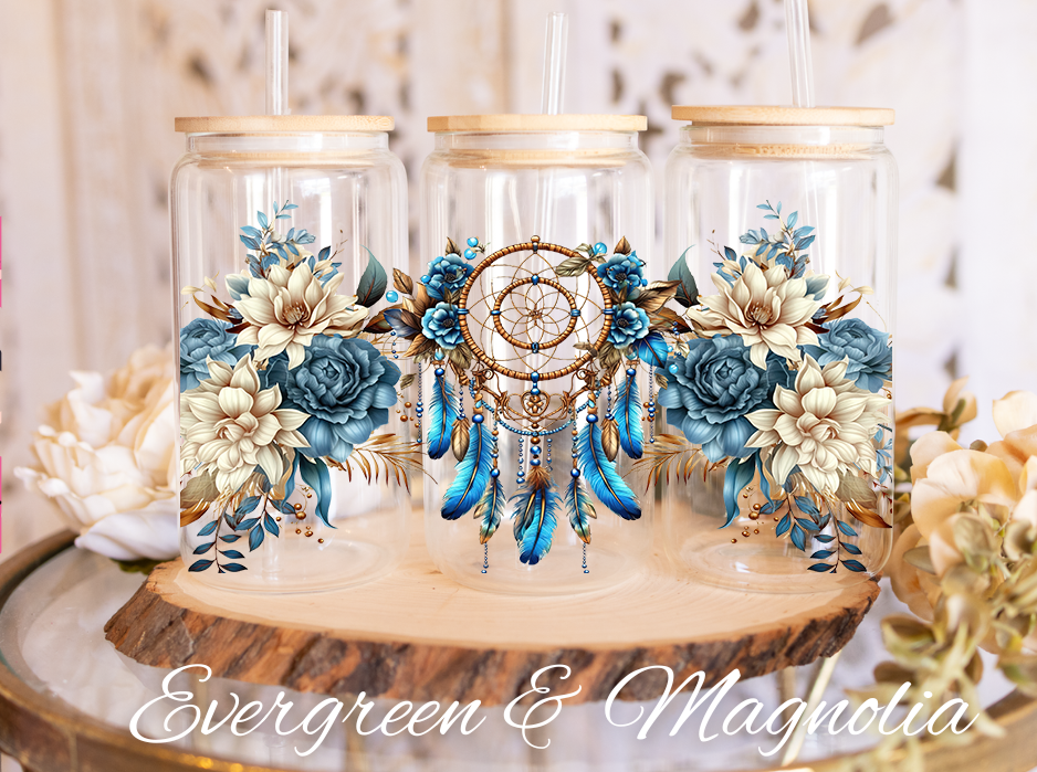 Dream Catcher Blue Boho Christmas-Retro Flower