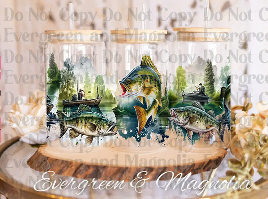 Fishing glass can UV DTF print