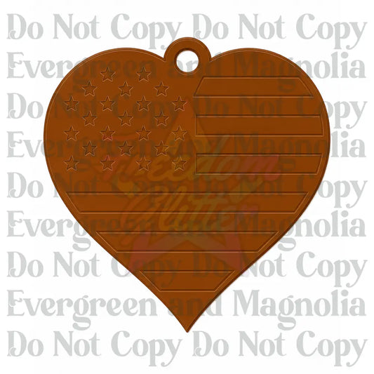 Patriotic Heart Acrylic Ornament Blank – 4"