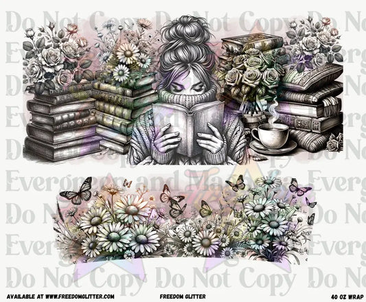 Floral Book Lover 40oz Wrap (Printed Vinyl)