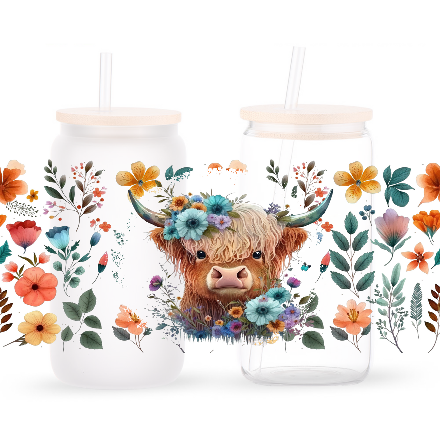 Floral Highland Cow