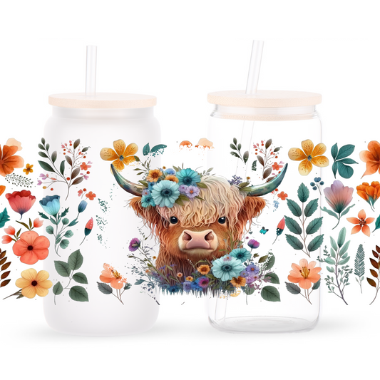 Floral Highland Cow