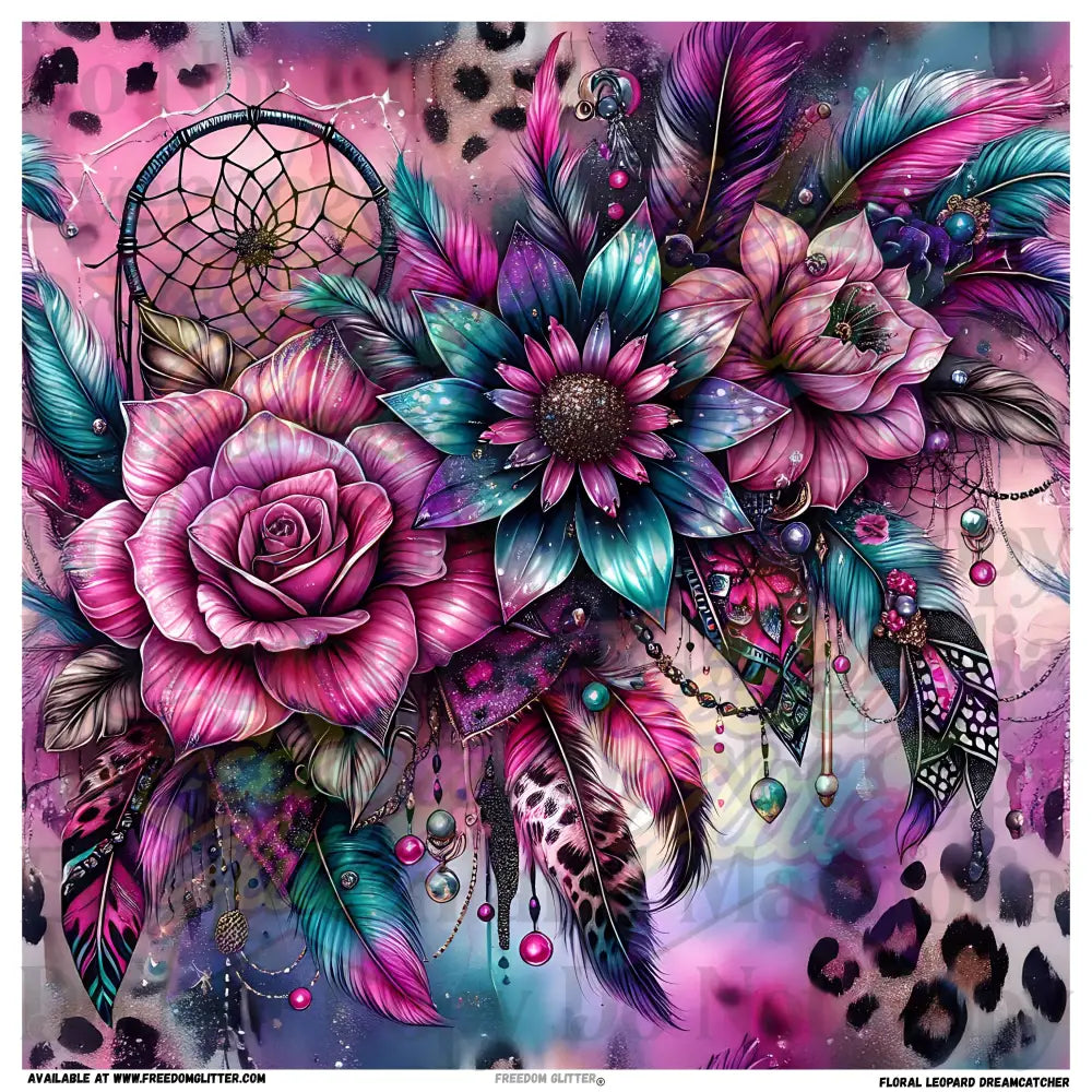 Floral Leopard Dreamcatcher (Printed Vinyl)