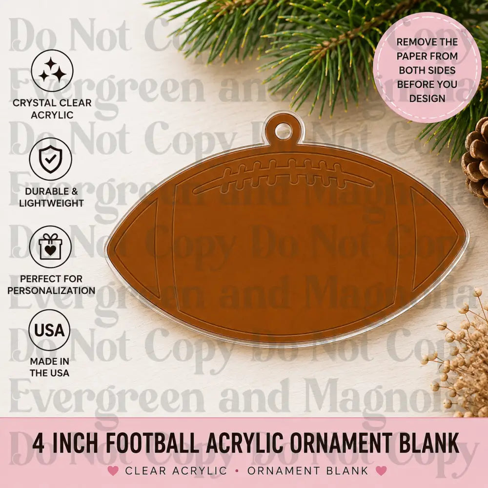 Football Acrylic Ornament Blank – 4"
