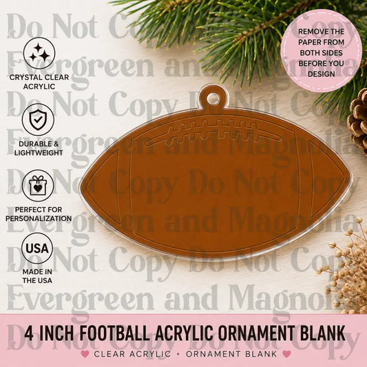 Football Acrylic Ornament Blank – 4"