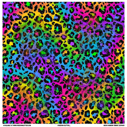 Glittery Neon Rainbow Ombre Leopard (Printed Vinyl)