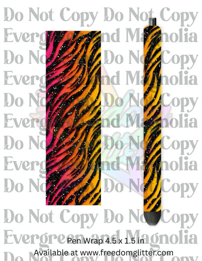 Glittery Neon Rainbow Ombre Zebra (Printed Vinyl)