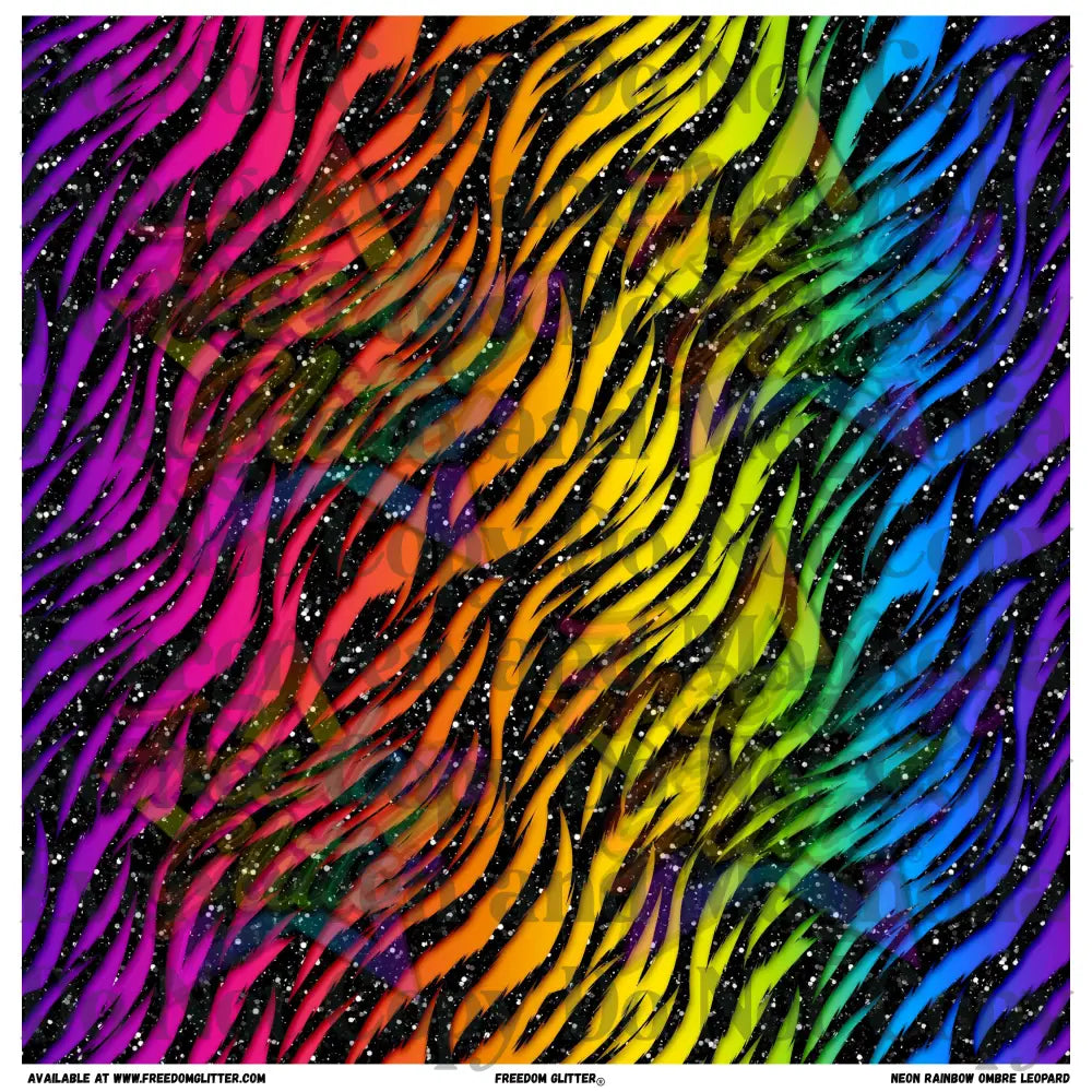 Glittery Neon Rainbow Ombre Zebra (Printed Vinyl)