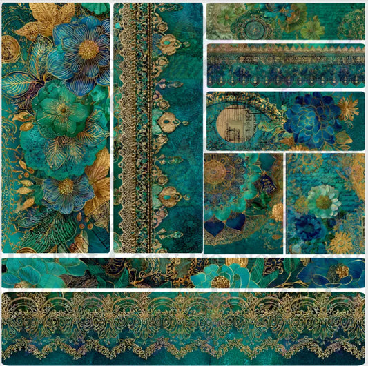 Mixed Image Sheet - Gold & Teal 3 (Printed Vinyl)