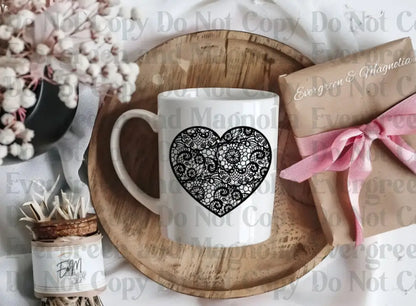 MIx Design Lace (26 Designs to Choose From) 3 inch / Heart Lace inverted Decal