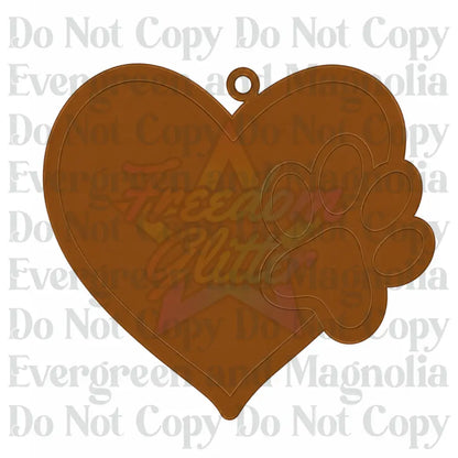 Heart with One Paw Prints Acrylic Ornament Blank – 4"
