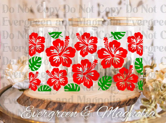Hibiscus Monstera Libbey 16 UV DTF print