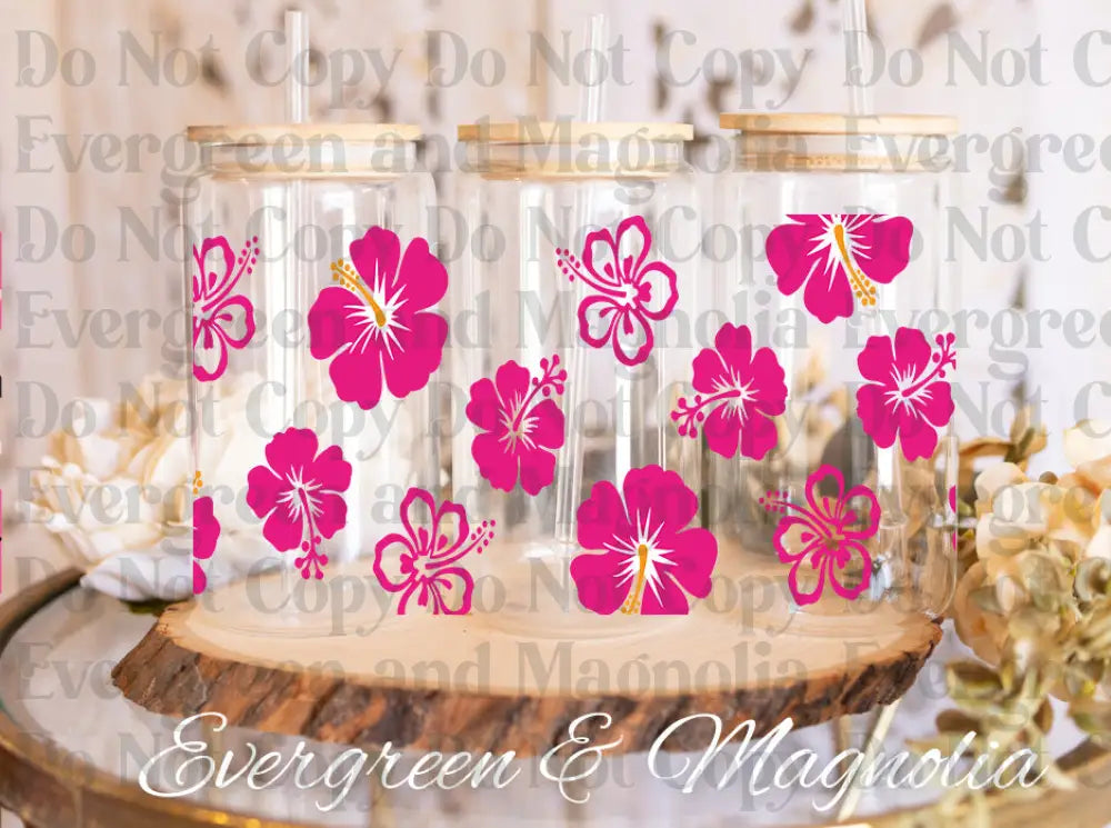 Hibiscus flower half filled UV DTF print