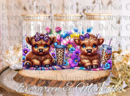 Highland Cow Florals (6) UV DTF print