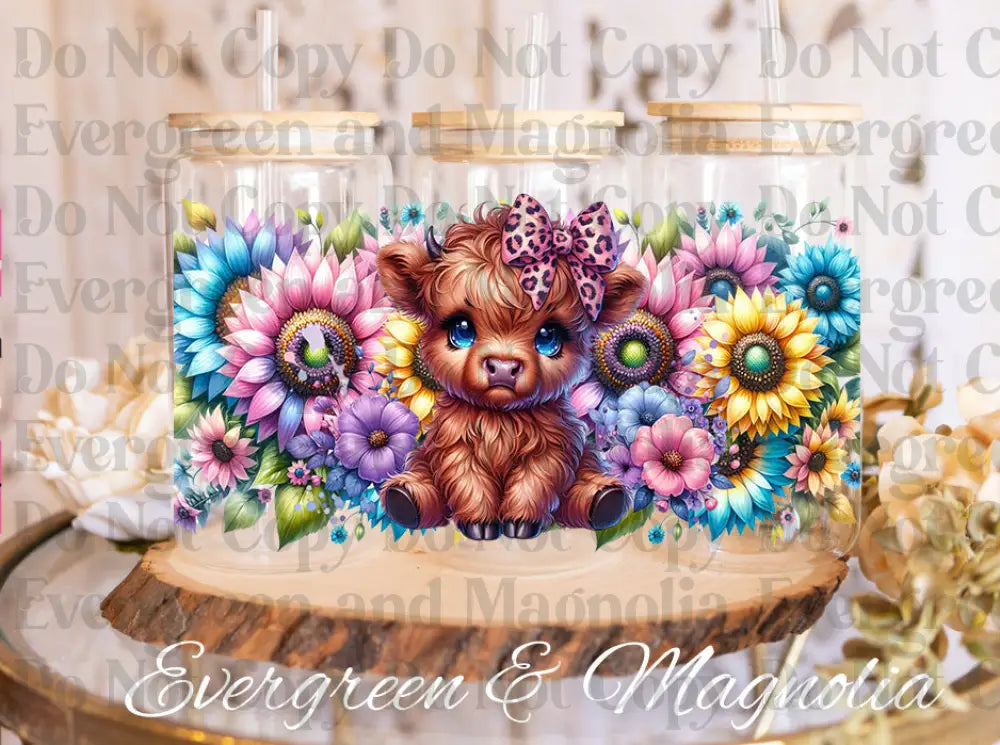 Highland Cow Florals (8) UV DTF print