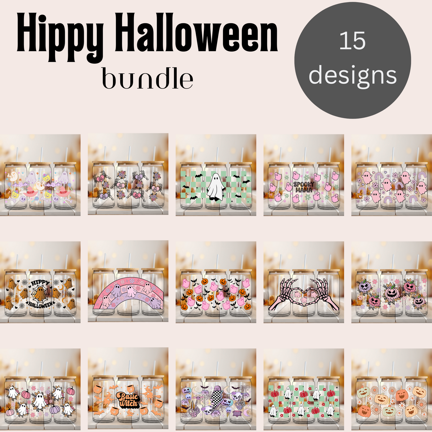 Hippy Halloween 16oz UvDTF Wrap Bundle