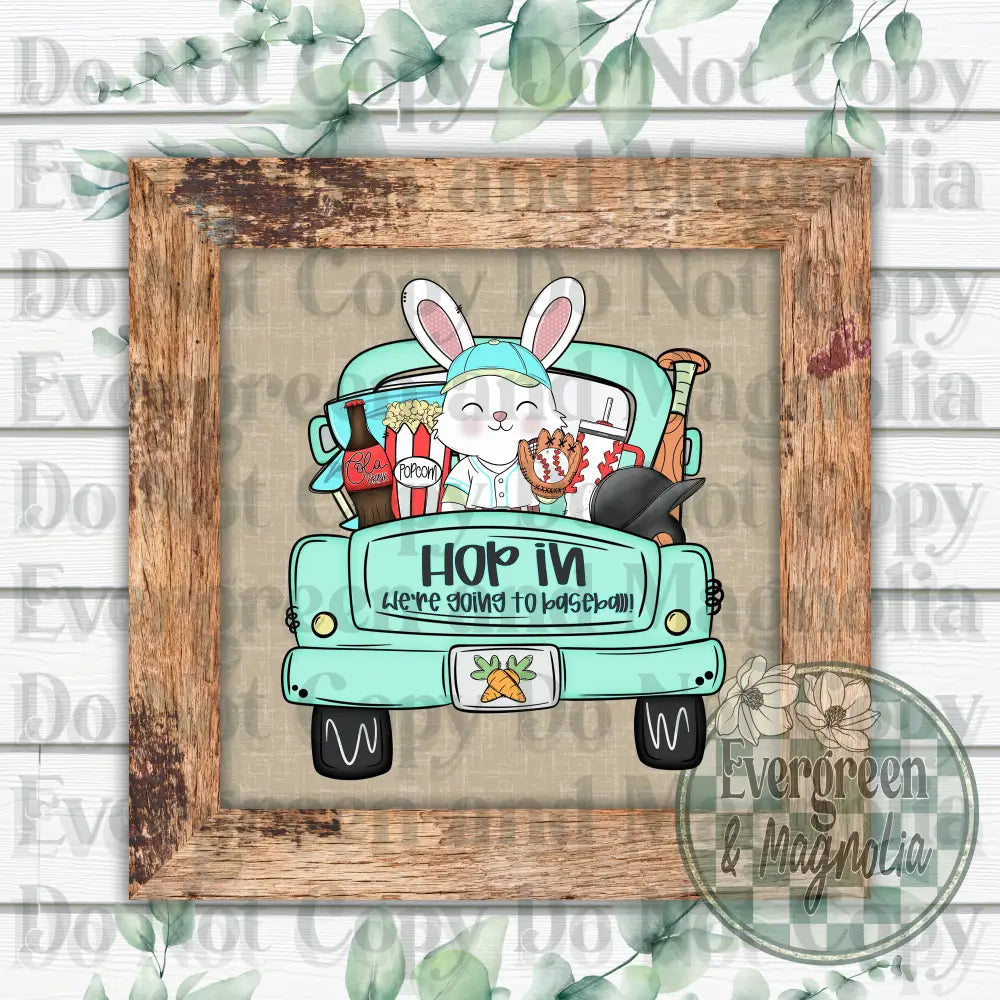 Hop in, we're going to baseball easter bunny