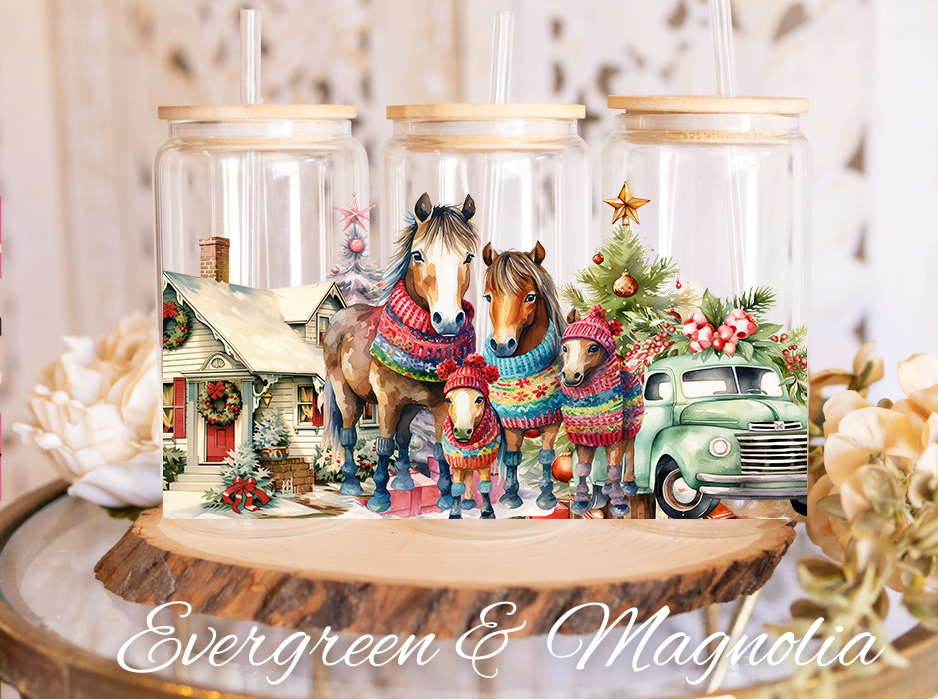 Horse Christmas Family Animals