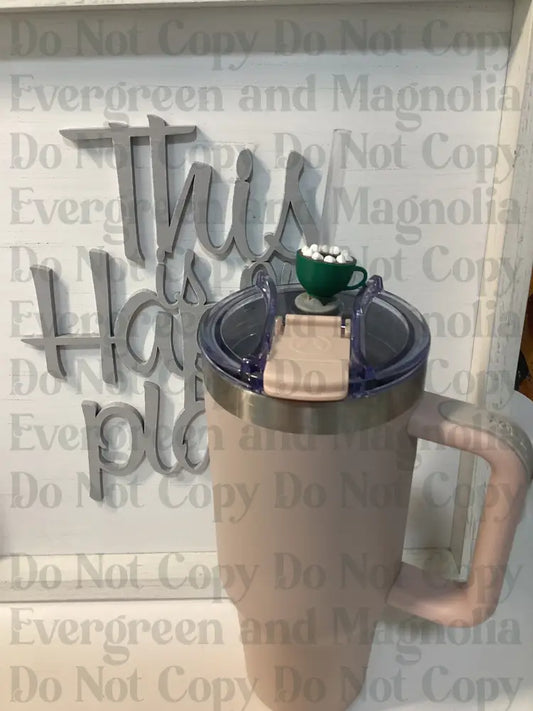 Green Hot Cocoa cup Straw Topper 10mm