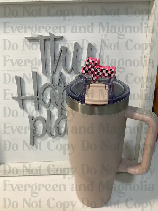 Pink Checkered Mama Straw Topper 10mm