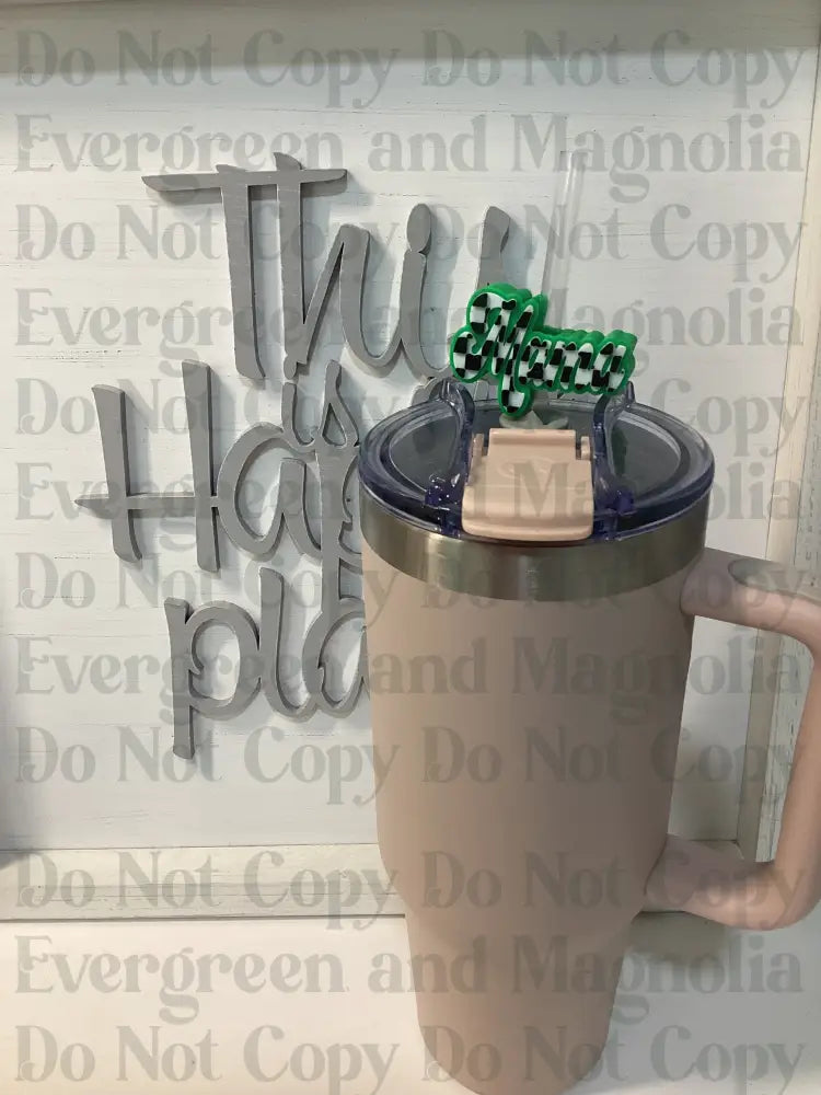 Green Checkered Mama Straw Topper 10mm