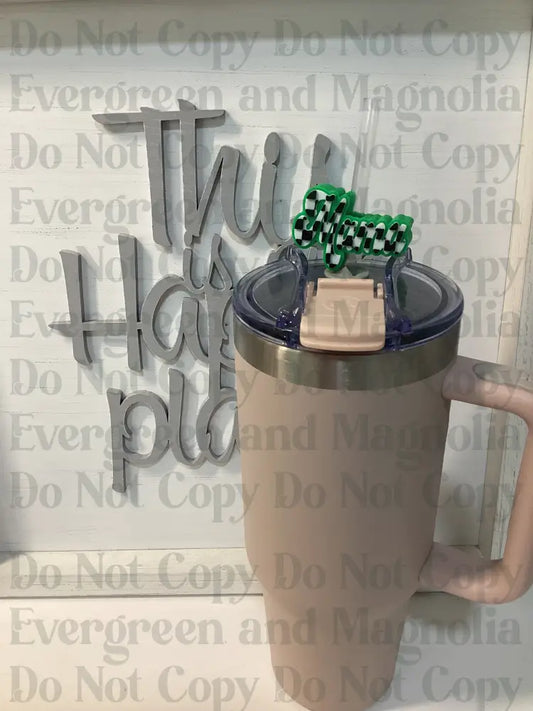 Green Checkered Mama Straw Topper 10mm