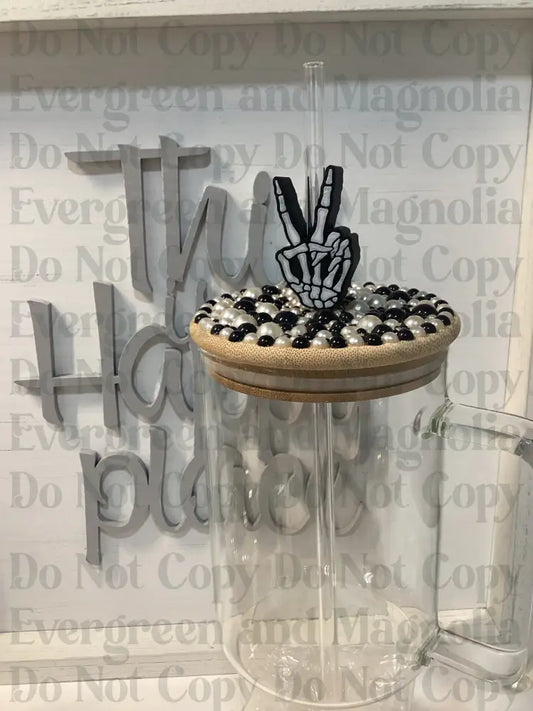 Skelly hand Peace Straw Topper 10mm