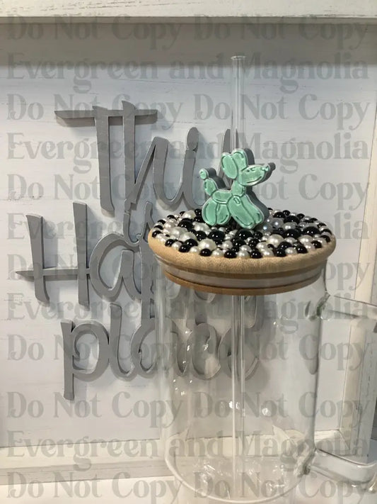 Mint Balloon Dog Straw Topper 10mm