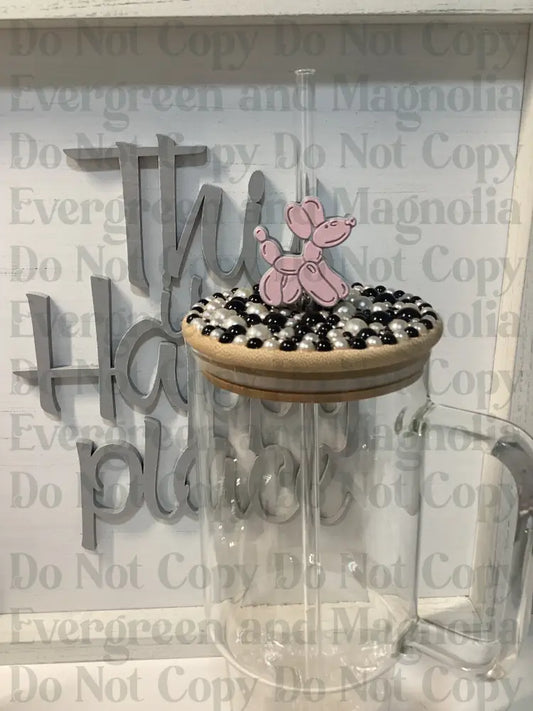 Pink Balloon Dog Straw Topper 10mm
