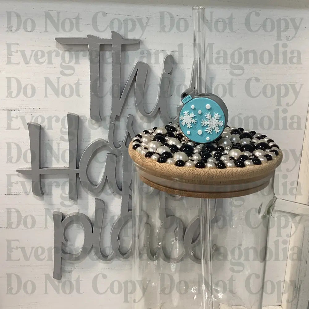 Blue ornament Straw Topper 10mm