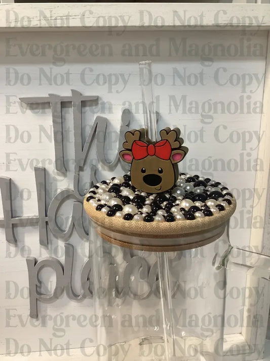 Cute Reindeer Straw Topper 10mm