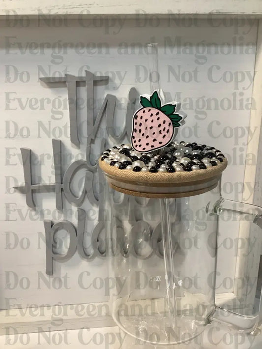 Pink Strawberry Straw Topper 10mm